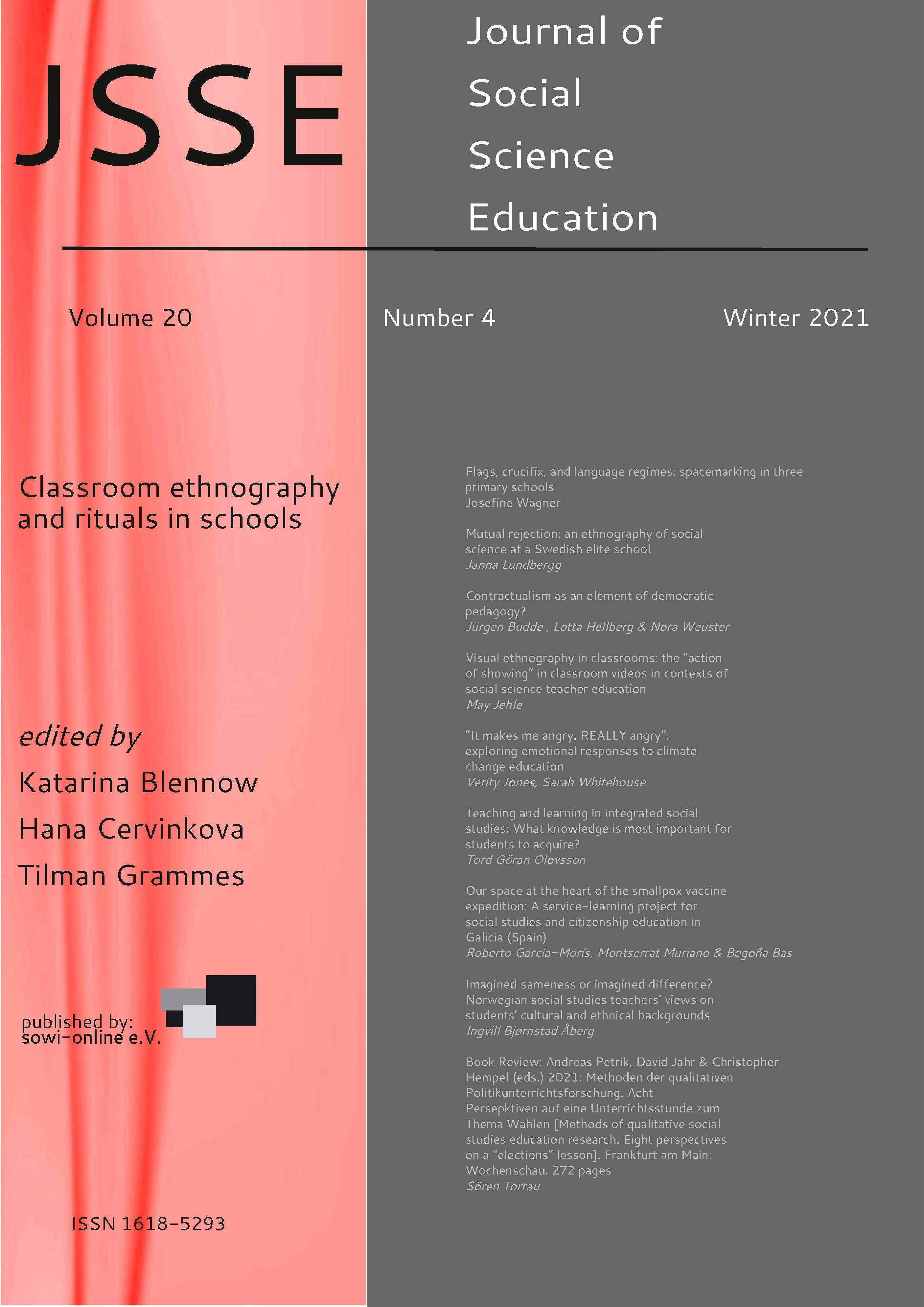 					View Vol. 20 No. 4 (2021): Classroom ethnography and rituals in schools
				